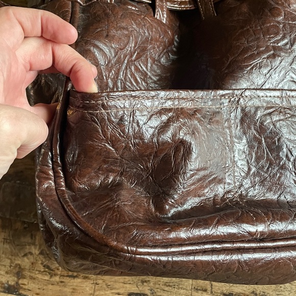 1960s Brown Leather Drawstring Bag - Picture 4 of 4